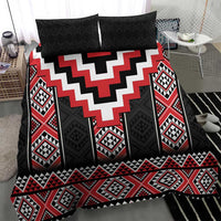 Red Taniko Aotearoa Bedding Set Niho Taniwha Mix Poutama LT14