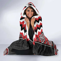 Red Taniko Aotearoa Hooded Blanket Niho Taniwha Mix Poutama LT14