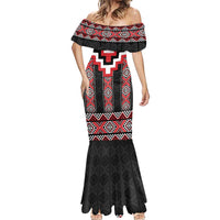 Red Taniko Aotearoa Mermaid Dress Niho Taniwha Mix Poutama LT14 - Polynesian Pride