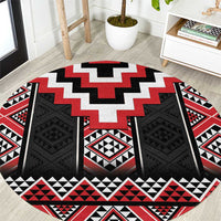 Red Taniko Aotearoa Round Carpet Niho Taniwha Mix Poutama LT14