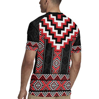 Red Taniko Aotearoa Rugby Jersey Niho Taniwha Mix Poutama LT14