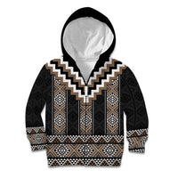 Brown Taniko Aotearoa Kid Hoodie Niho Taniwha Mix Poutama LT14