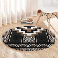 Brown Taniko Aotearoa Round Carpet Niho Taniwha Mix Poutama LT14 - Polynesian Pride