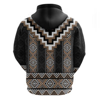 Brown Taniko Aotearoa Zip Hoodie Niho Taniwha Mix Poutama LT14