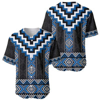 Blue Taniko Aotearoa Baseball Jersey Niho Taniwha Mix Poutama LT14 - Polynesian Pride