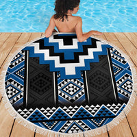 Blue Taniko Aotearoa Beach Blanket Niho Taniwha Mix Poutama LT14