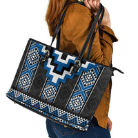 Blue Taniko Aotearoa Leather Tote Bag Niho Taniwha Mix Poutama LT14
