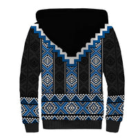 Blue Taniko Aotearoa Sherpa Hoodie Niho Taniwha Mix Poutama LT14