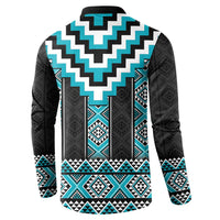 Turquoise Taniko Pattern Aotearoa Button Sweatshirt Niho Taniwha Mix Poutama LT14 - Polynesian Pride