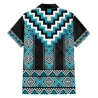 Turquoise Taniko Pattern Aotearoa Hawaiian Shirt Niho Taniwha Mix Poutama LT14