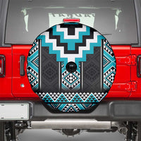 Turquoise Taniko Pattern Aotearoa Spare Tire Cover Niho Taniwha Mix Poutama