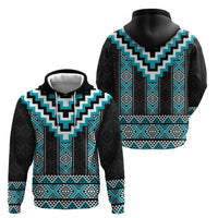 Turquoise Taniko Pattern Aotearoa Zip Hoodie Niho Taniwha Mix Poutama LT14
