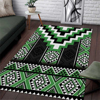 Green Taniko Pattern Aotearoa Area Rug Niho Taniwha Mix Poutama