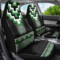 Green Taniko Pattern Aotearoa Car Seat Cover Niho Taniwha Mix Poutama LT14 - Polynesian Pride