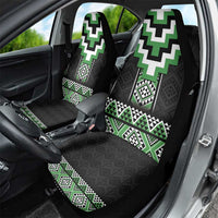 Green Taniko Pattern Aotearoa Car Seat Cover Niho Taniwha Mix Poutama LT14 - Polynesian Pride