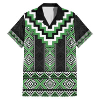 Green Taniko Pattern Aotearoa Family Matching Mermaid Dress and Hawaiian Shirt Niho Taniwha Mix Poutama LT14 Dad's Shirt - Short Sleeve Green - Polynesian Pride