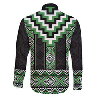 Green Taniko Pattern Aotearoa Family Matching Short Sleeve Bodycon Dress and Hawaiian Shirt Niho Taniwha Mix Poutama LT14 - Polynesian Pride