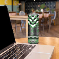 Green Taniko Pattern Aotearoa Skinny Tumbler Niho Taniwha Mix Poutama LT14