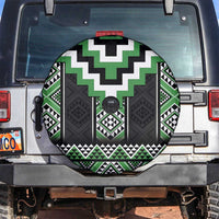 Green Taniko Pattern Aotearoa Spare Tire Cover Niho Taniwha Mix Poutama