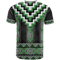 Green Taniko Pattern Aotearoa T Shirt Niho Taniwha Mix Poutama LT14 - Polynesian Pride