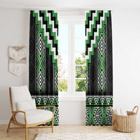 Green Taniko Pattern Aotearoa Window Curtain Niho Taniwha Mix Poutama