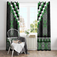 Green Taniko Pattern Aotearoa Window Curtain Niho Taniwha Mix Poutama