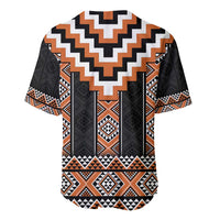 Orange Taniko Pattern Aotearoa Baseball Jersey Niho Taniwha Mix Poutama LT14 - Polynesian Pride