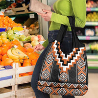 Orange Taniko Pattern Aotearoa Grocery Bag Niho Taniwha Mix Poutama