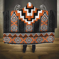 Orange Taniko Pattern Aotearoa Hooded Blanket Niho Taniwha Mix Poutama