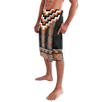 Orange Taniko Pattern Aotearoa Lavalava Niho Taniwha Mix Poutama LT14