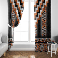 Orange Taniko Pattern Aotearoa Window Curtain Niho Taniwha Mix Poutama