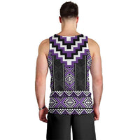 Purple Taniko Pattern Aotearoa Men Tank Top Niho Taniwha Mix Poutama LT14