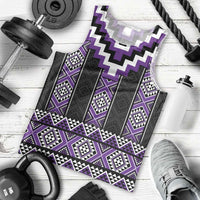 Purple Taniko Pattern Aotearoa Men Tank Top Niho Taniwha Mix Poutama LT14