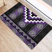 Purple Taniko Pattern Aotearoa Rubber Doormat Niho Taniwha Mix Poutama
