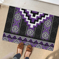 Purple Taniko Pattern Aotearoa Rubber Doormat Niho Taniwha Mix Poutama