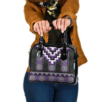 Purple Taniko Pattern Aotearoa Shoulder Handbag Niho Taniwha Mix Poutama LT14 One Size Purple - Polynesian Pride