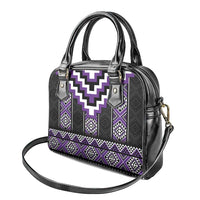 Purple Taniko Pattern Aotearoa Shoulder Handbag Niho Taniwha Mix Poutama LT14 - Polynesian Pride