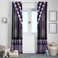 Purple Taniko Pattern Aotearoa Window Curtain Niho Taniwha Mix Poutama