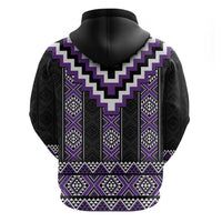 Purple Taniko Pattern Aotearoa Zip Hoodie Niho Taniwha Mix Poutama LT14