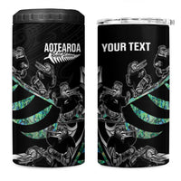 Custom New Zealand Silver Fern Rugby 4 in 1 Can Cooler Tumbler Aotearoa Kiwi Maori Pattern LT14 One Size: 16 oz Black - Polynesian Pride
