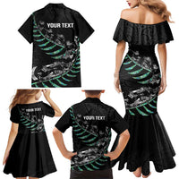 Custom New Zealand Silver Fern Rugby Family Matching Mermaid Dress and Hawaiian Shirt Aotearoa Kiwi Maori Pattern LT14 - Polynesian Pride