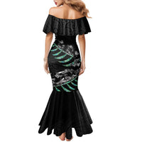 Custom New Zealand Silver Fern Rugby Family Matching Mermaid Dress and Hawaiian Shirt Aotearoa Kiwi Maori Pattern LT14 - Polynesian Pride