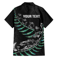 Custom New Zealand Silver Fern Rugby Family Matching Off Shoulder Short Dress and Hawaiian Shirt Aotearoa Kiwi Maori Pattern