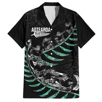 Custom New Zealand Silver Fern Rugby Hawaiian Shirt Aotearoa Kiwi Maori Pattern LT14 Black - Polynesian Pride