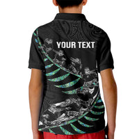 Custom New Zealand Silver Fern Rugby Kid Polo Shirt Aotearoa Kiwi Maori Pattern LT14 - Polynesian Pride