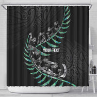 Custom New Zealand Silver Fern Rugby Shower Curtain Aotearoa Kiwi Maori Pattern LT14