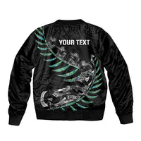 Custom New Zealand Silver Fern Rugby Sleeve Zip Bomber Jacket Aotearoa Kiwi Maori Pattern