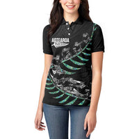 Custom New Zealand Silver Fern Rugby Women Polo Shirt Aotearoa Kiwi Maori Pattern LT14 - Polynesian Pride