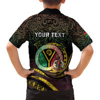 Personalised Vanuatu Family Matching Summer Maxi Dress and Hawaiian Shirt Yumi 45th Hapi Independens Dei - Black Version LT14