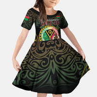 Personalised Vanuatu Family Matching Tank Maxi Dress and Hawaiian Shirt Yumi 45th Hapi Independens Dei - Black Version LT14 Daughter's Dress Black - Polynesian Pride